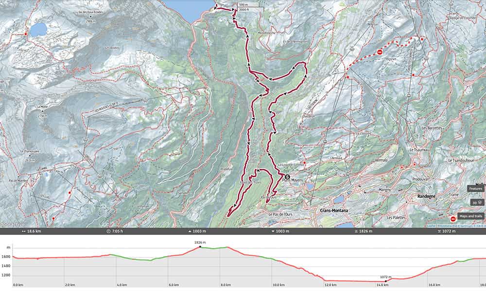 outdoor active hiking map bisse du ro switzerland