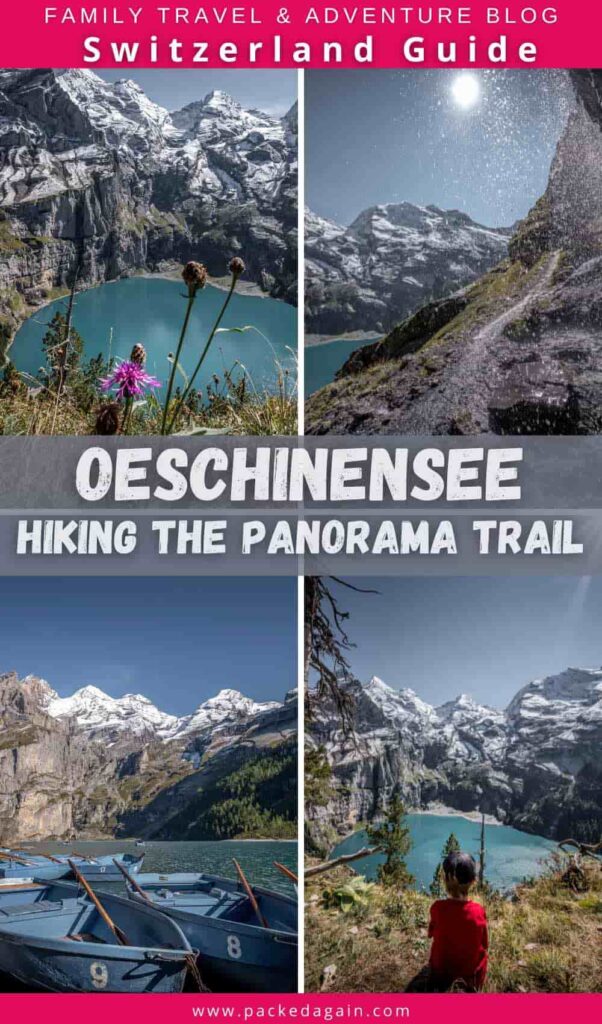 photos on a hiking guide for the Oeschinen Panorama hike in Kanderstege Switzerland