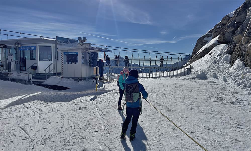 children at Mount Titlis in the snow
