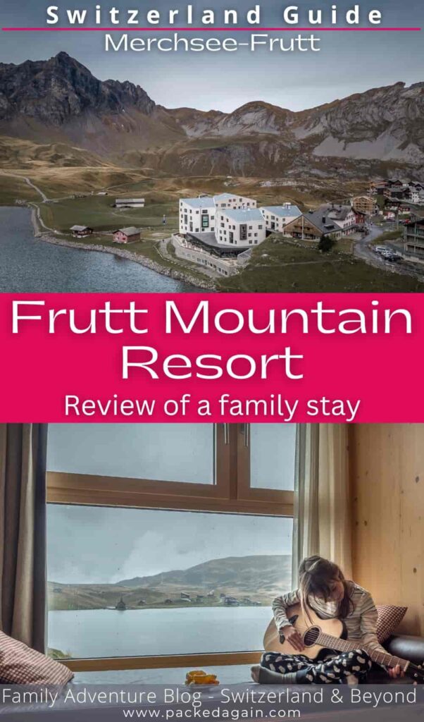 two images of the Swiss wellness hotel Frutt mountain lodge during a cloudy autumn day