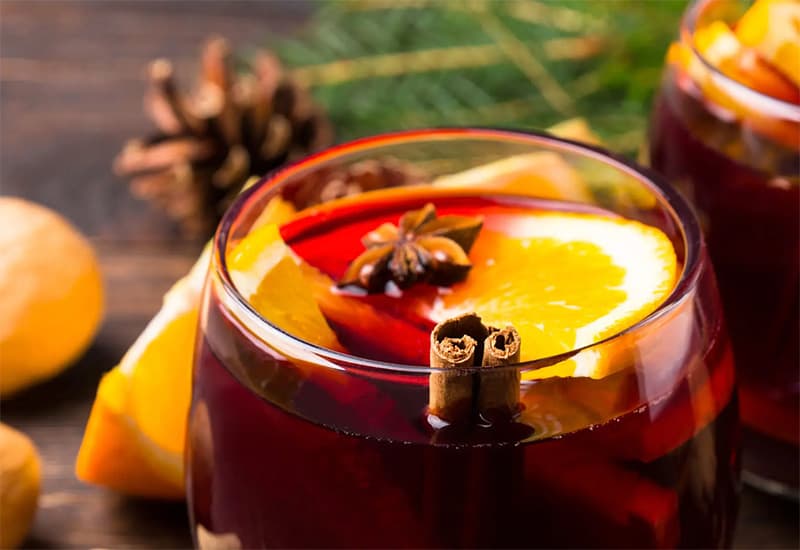 Glühwein with Cinnamon at Christmas market in Switzerland