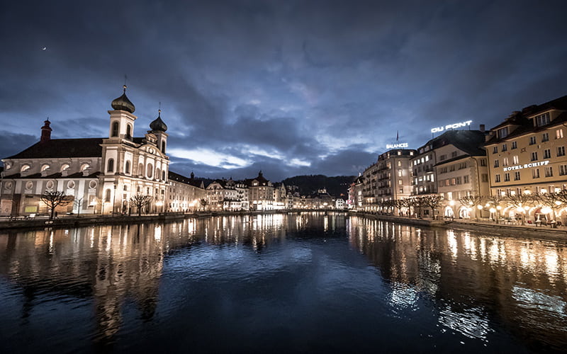 lucerne city by night