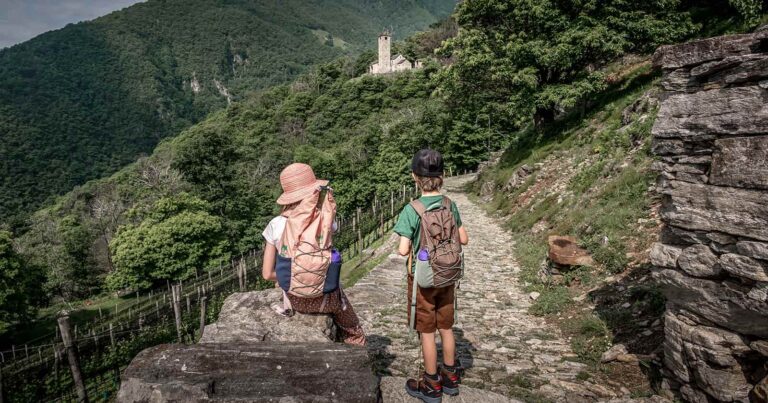 Best hikes in Ticino Switzerland with valley views on the scenic hiking trails to the Tibetan bridge