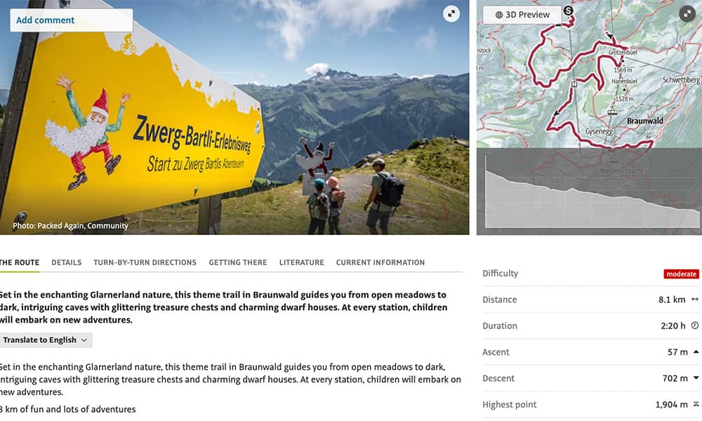 print of a hiking in Braunwald map
