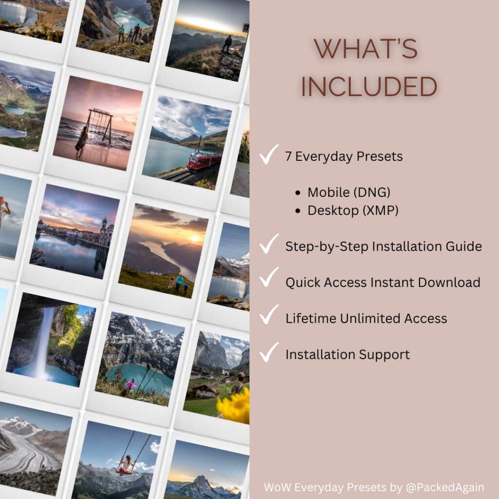 different images for an advertising of presets