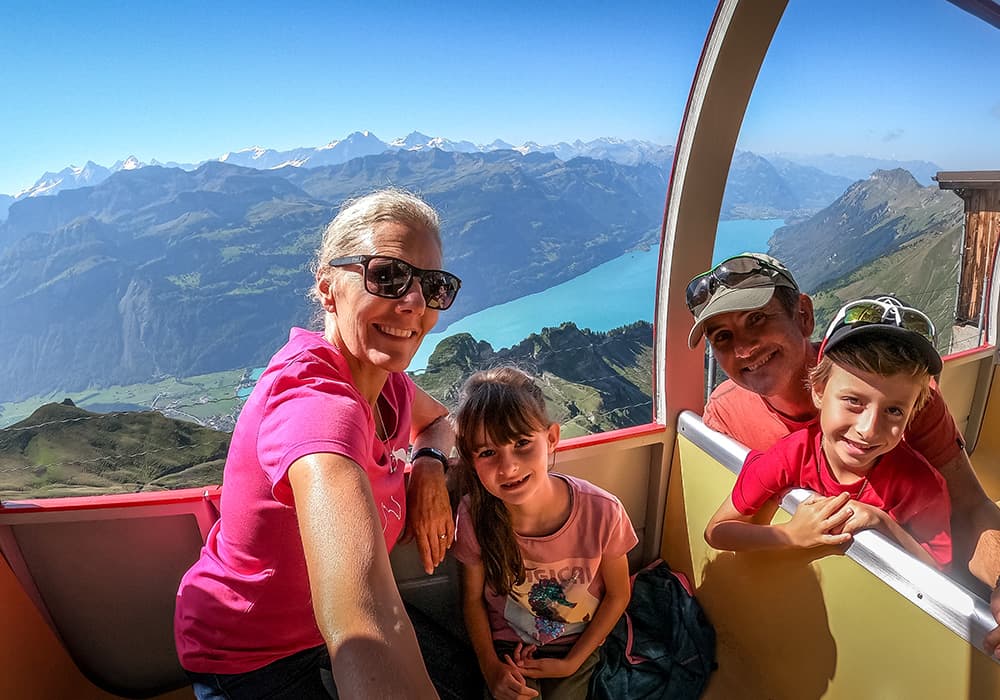 family on the Brienzer Rothorn mountain steam train
