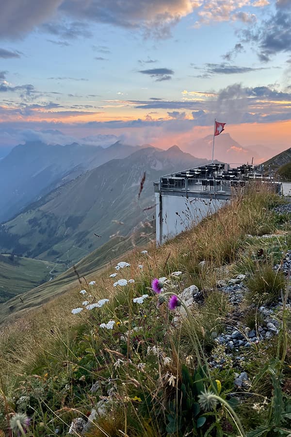 Sunset view over panorama viewpoint Rothorn