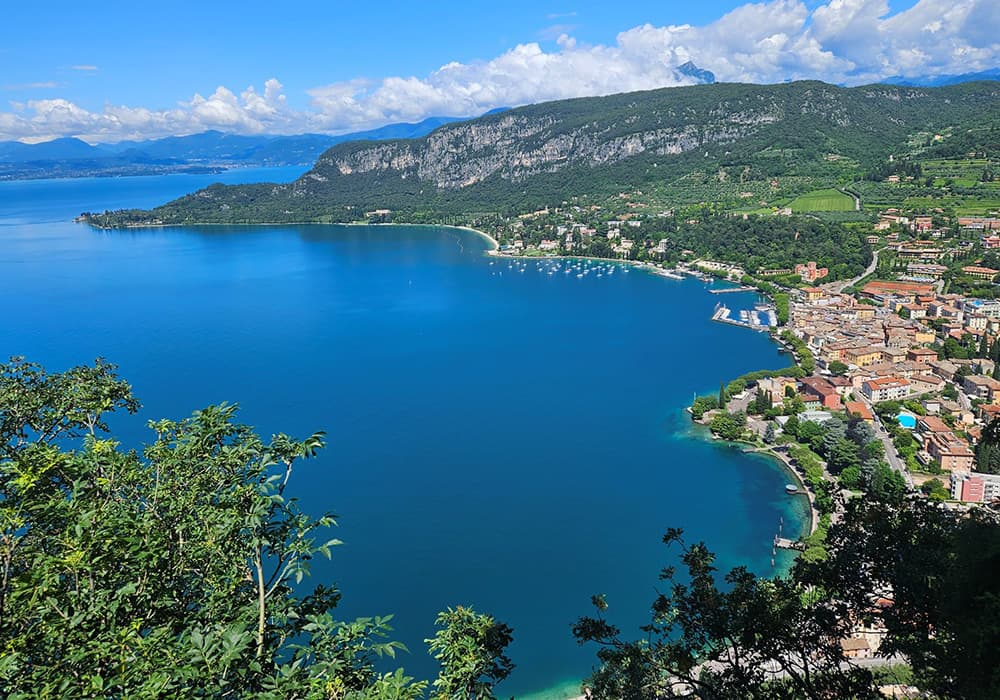 Viewpoint over Lake Garda from the mountain called La Rocca .