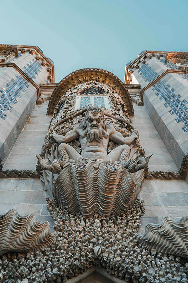 Stone feature of a castle in Sintra Portugal