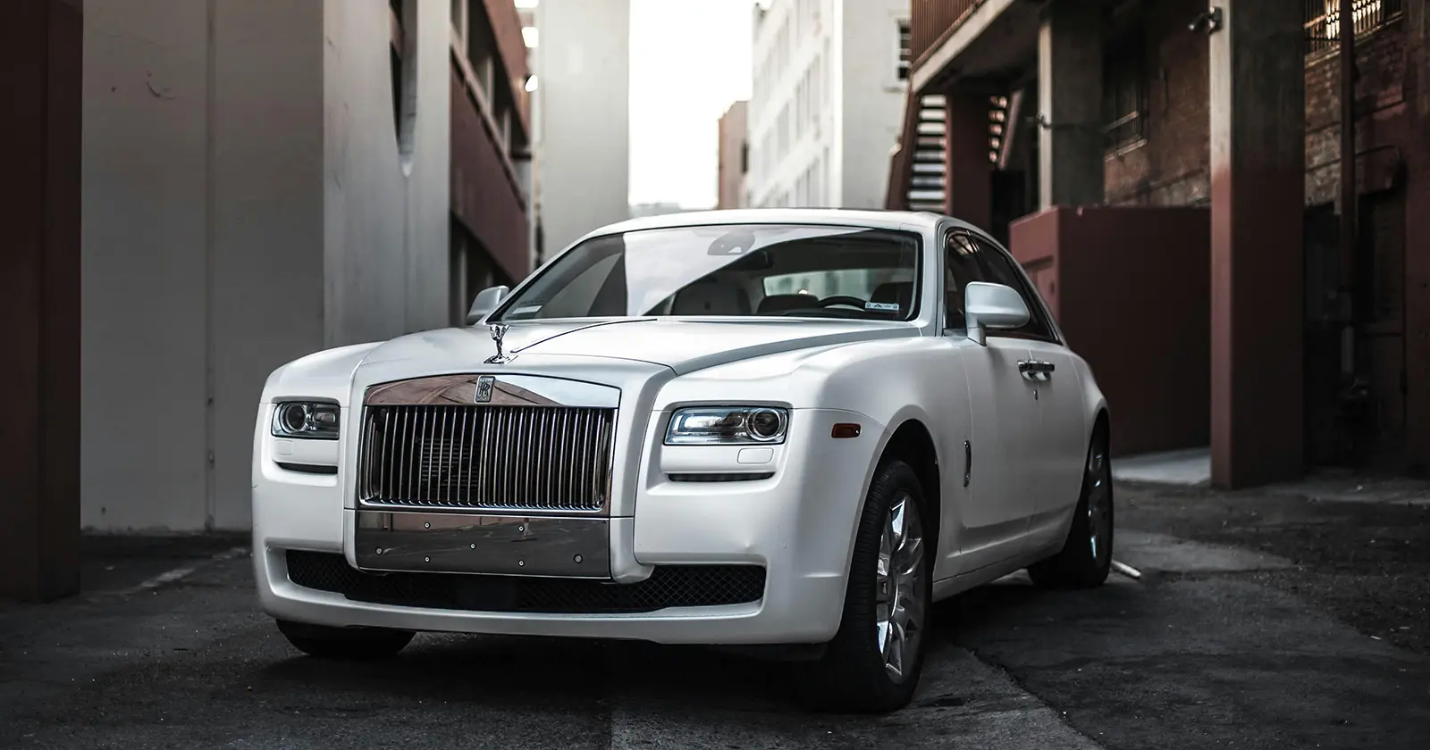 Rolls-Royce standing in a street alley in the UAE