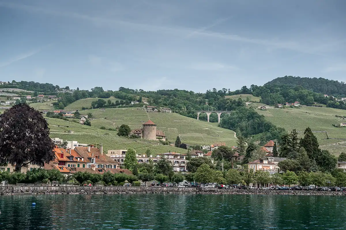 landscape view from the CGN belle époque boat on lake Geneva