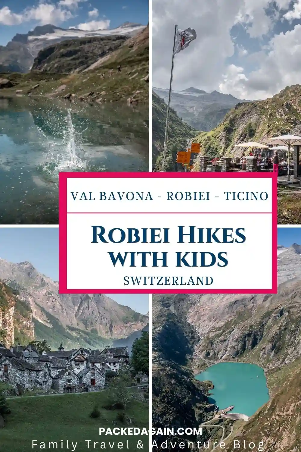 Robiei cable car and hikes Ticino Switzerland Pinterest image